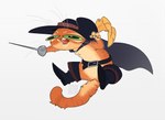 belt boots cape clothing footwear fur green_eyes hat headgear headwear male melee_weapon orange_body orange_fur shoes solo sword weapon kaurimoon dreamworks puss_in_boots_(franchise) puss_in_boots_(dreamworks) domestic_cat felid feline felis mammal hi_res