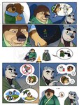 3:4 animal_crossing anthro black_clothing black_nose black_shirt black_topwear blue_clothing bodi_(rock_dog) bovid brown_body brown_fur bruised_eye campfire canid canine canis caprine clothing comic dialogue domestic_dog eclipticafusion embrace eyebrows eyes_closed fur gesture green_clothing green_hat green_headwear group hand_gesture hand_holding hat headgear headwear hi_res hug hunting_dog island jack_russell_terrier k.k._slider khampa_(rock_dog) livestock_guardian_dog looking_at_another looking_down male mammal molosser mountain_dog nintendo open_mouth page_number pastoral_dog patting_back rock_dog sheep shirt speech_bubble sweater tan_body tan_fur teeth terrier thumbs_down thumbs_up tibetan_mountain_dog topwear turtleneck white_body white_fur