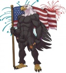 abs american_flag anthro athletic balls beak biceps biped brown_body brown_feathers claws erection feathered_wings feathers feet firecracker fireworks flag flagpole foreskin front_view genitals holidays humanoid_genitalia humanoid_penis male muscular muscular_anthro nipples nude partially_retracted_foreskin pecs penis simple_background solo standing talons toe_claws toes united_states_of_america vein wings yellow_sclera badcoyote 4th_of_july american_eagle accipitrid accipitriform avian bald_eagle bird eagle sea_eagle 2015