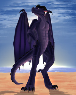 5_toes abs anthro athletic athletic_anthro athletic_male beach black_claws claws cloud detailed_background featureless_crotch feet hands_on_hips looking_at_viewer male membrane_(anatomy) membranous_wings nude outside pecs purple_body purple_scales scales sea seaside sky solo standing sun sunrise tail toe_claws toes water wings conditional_dnp shido-tara mythology dusk_(naughtydragon42) dragon mythological_creature mythological_scalie reptile scalie 2021 4:5 absurd_res digital_media_(artwork) hi_res