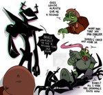 anthro armor cane clothing defeat duo eyebrows hair hat headgear headwear humor long_hair male mature_male pink_hair ponytail text thick_eyebrows akage_imp deltarune instant_loss_2koma undertale_(series) gerson roaring_knight reptile scalie turtle english_text hi_res