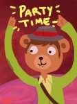 4_fingers :3 arms_above_head black_eyes black_nose brown_body brown_fur brown_hair clothed clothing fedora fingers front_view fur hair hat headgear headwear jacket male shirt short_hair smile solo text toony topwear detectivetoony adventure_time cartoon_network party_pat bear mammal party_bear 2011 3:4 english_text