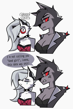 2_panel_comic angry anthro bare_shoulders big_breasts bodily_fluids breast_size_difference breasts cleavage clothed clothing collar cross-popping_vein crossgender dialogue dress duo eyebrow_piercing eyes_closed facial_piercing female fur good_girl grey_body grey_fur grey_hair hair jacket leather leather_clothing leather_jacket leather_topwear looking_at_another medium_breasts mtf_crossgender open_clothing open_jacket open_topwear piercing pleading_eyes red_clothing red_dress red_sclera simple_background spiked_collar spikes strapless_clothing strapless_dress talking_to_another tears text topwear twitter_handle white_background white_body white_eyes white_fur teaofcolors hellaverse helluva_boss i'm_not_calling_you_"good_boy" mythology loona_(helluva_boss) vortex_(helluva_boss) canid canid_demon canine demon hellhound mammal mythological_canine mythological_creature 2024 absurd_res artist_name comic english_text hi_res