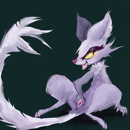 8_nipples fangs female fur genitals multi_nipple nipples orange_eyes pink_tongue purple_body purple_fur purple_tail semi-anthro smile solo spread_vulva spreading tail teeth tongue vulva naircat domestic_cat felid feline felis mammal 1:1 2015 digital_media_(artwork) digital_painting_(artwork) painting_(artwork)