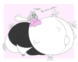 anthro belly big_belly big_bulge big_butt big_navel black_bottomwear black_clothing black_sclera black_shorts blue_mouth blue_nose blue_tongue border bottomwear bulge butt clothing ears_down eyebrows femboy fetal_movement green_eyes grey_hooves grey_inner_ear hand_on_belly hand_on_own_belly heart_tail hooves huge_belly huge_bulge huge_butt huge_navel huge_thighs hyper hyper_belly hyper_bulge hyper_butt hyper_navel hyper_pregnancy linea_nigra looking_at_belly looking_at_own_belly male motion_lines navel onomatopoeia open_mouth open_smile outie_navel pink_background pink_clothing pink_sweater pink_topwear pivoted_ears pregnant pregnant_anthro pregnant_male shorts simple_background smile solo sound_effects sweater tail text thick_thighs three-quarter_view tight_clothing tongue topwear vore white_border white_ears white_eyebrows white_tail cheeki microsoft ori_(series) xbox_game_studios garina_(reathe) guardian_spirit 2025 absurd_res colored digital_media_(artwork) flat_colors hi_res