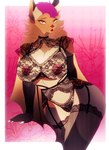 anthro aroused bra clothing female fluffy genitals lace lace_stockings legwear lingerie mantle nipples panties patterns pussy solo stockings suspender translucent translucent_clothing translucent_panties translucent_underwear underwear oxygeni bat mammal absurd_res hi_res