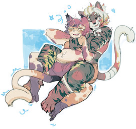 anthro asphyxiation bjj bra brazilian_jiu-jitsu bulge chokehold choking clothing dazed duo ear_tuft entwined_legs female fight fur gynomorph hair heart_symbol highlights_(coloring) intersex jiu-jitsu markings martial_arts_uniform mma mouthguard multicolored_body multicolored_fur muscular muscular_arms muscular_female muscular_thighs orange_eyes paws pink_eyes pink_hair rear_naked_choke shaking sports_bra sportswear spots spotted_body spotted_fur tail tail_motion tuft underwear white_hair wrestling phimeirai agony_(character) falls_over domestic_cat felid feline felis mammal pantherine tiger 2025 digital_media_(artwork) trans_(lore) trans_woman_(lore)