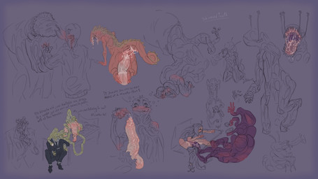 1_eye 3_fingers 5_fingers 5_toes 6_eyes anal anal_penetration anthro ass_up big_penis blush blush_lines bodily_fluids body_blush body_worship bound butt_blush casual_sex claws clothed clothed_sex clothing consentacles container creepy cup double_penetration dress_shoes drooling duo earless excited eyeless feet fellatio female female_human fingers foot_fetish foot_play footjob footjob_while_penetrated french_kissing furniture genital_fluids genital_worship genitals green_body hand_holding heart_symbol hearts_around_head huge_penis human_on_anthro human_on_bottom humanoid_genitalia humanoid_penis insectophilia interspecies kissing male male/female male_human multi_eye necktie nervous nervous_smile oral oral_penetration orange_body penetration penile penis penis_worship precum precum_string pubes public public_nudity public_sex purple_body reading saliva saliva_on_penis saliva_on_tongue saliva_string scratch_mark sex shallow_penetration sharp_teeth shoulder_blush simple_background sitting size_difference soles solo struggling suit surprised sweater table tail_anus tea_cup teasing teeth tentacle_in_ass tentacle_in_mouth tentacle_penetration tentacle_sex tentacles teratophilia text tight_fit toes tongue topwear under_table vaginal vaginal_fluids vein veiny_penis vulva white_body skinnedteeth alien human mammal reptile scalie tentacle_creature 16:9 absurd_res colored_sketch english_text flat_colors hi_res monochrome sketch sketch_page widescreen