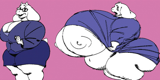 2_horns anthro areola before_and_after belly belly_overhang big_areola big_belly big_breasts big_butt big_nipples biped bottomwear breast_expansion breasts butt cleavage clothed clothing clothing_pull curvy_figure expansion eyewear fangs female floppy_ears flustered frown glasses horn huge_breasts huge_butt huge_hips hyper hyper_breasts lop_ears mature_anthro mature_female navel nipples obese obese_anthro obese_female open_frown open_mouth open_smile outgrowing_clothes overweight overweight_anthro overweight_female pink_background raised_clothing raised_shirt raised_topwear shirt shirt_pull short_tail side_view simple_background skirt smile solo standing suit tail teacher teeth thick_arms thick_thighs three-quarter_view topwear topwear_pull undersized_clothing venus_figure wearing_glasses weight_gain white_background wide_hips wrinkles ffuffle third-party_edit vicks_(colorist) deltarune undertale_(series) toriel bovid caprine goat mammal 2019 2020 color_edit colored digital_media_(artwork) dithering