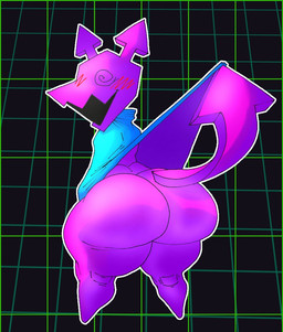 ambiguous_gender anthro big_butt blush bottom_heavy butt clothed clothing clothing_lift male presenting presenting_hindquarters shortstack shortstack_male solo spiral spiral_eyes thick_thighs wide_hips wiirart deltarune undertale_(series) darkner virovirokun 2024 digital_media_(artwork)