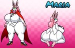 al_gx anthro big_breasts big_butt boots breasts butt cape clothed clothing female footwear generation_1_pokemon hair hi_res high_heeled_boots high_heels maria_(bunbun_maria) mask nintendo pink_body pink_hair pokemon pokemon_(species) scut_tail shoes short_tail smile solo suit tail wigglytuff