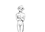 anthro genitals male nude penis penis_tuck skinny solo standing hladilnik daniel_(hladilnik) canid canine canis mammal wolf 2023 hi_res monochrome sketch