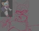 anthro breasts clothing crossed_legs duo female gloves handwear looking_at_viewer male male/female master_emerald nipple_piercing nipples nude piercing reference_photo simple_background sitting solo_focus sochustickers sega sonic_the_hedgehog_(series) knuckles_the_echidna rouge_the_bat bat echidna mammal monotreme digital_drawing_(artwork) digital_media_(artwork) guide_lines sketch