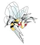 2016 4_wings action_pose ambiguous_gender antennae_(anatomy) arthropod arthropod_abdomen artsy-theo attack beedrill black_body black_stripes blade_arm compound_eyes digital_drawing_(artwork) digital_media_(artwork) feral flying full-length_portrait generation_1_pokemon grey_antennae hymenopteran insect insect_wings leaning leaning_forward midair multi_wing multicolored_body nintendo on_model pokemon pokemon_(species) portrait pose red_eyes signature simple_background solo stinger stinging striped_body stripes toony translucent translucent_wings two_tone_body white_background wings yellow_body