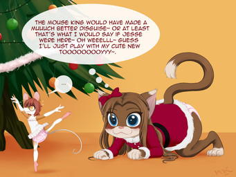 anthro ballerina_position ballet ballet_dress ballet_leotard barefoot big_pupils blue_eyes bodily_fluids brown_body brown_ears brown_fur brown_hair buckteeth christmas_clothing christmas_decorations christmas_tree clothing constricted_pupils curled_tail dancewear diaper dilated_pupils dipstick_ears dipstick_tail dress drooling duo ear_markings eyewear feet female fur glasses hair holidays leotard markings multicolored_body multicolored_ears multicolored_fur nervous nervous_sweat orange_body orange_eyes orange_fur pink_diaper pink_feet pink_tutu plant print_diaper pupils red_clothing red_dress red_hair red_ribbon round_glasses saliva short_hair small_pupils sweat tail tail_markings teeth text tree white_body white_ear_tips white_feet white_fur white_paws white_tail_tip mentalcrash christmas felid feline mammal mouse murid murine rodent 4:3 english_text hi_res
