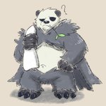 anthro belly black_body black_fur fur kemono leaf overweight overweight_anthro question_mark simple_background solo towel white_body white_fur hokolee32 nintendo pokemon generation_6_pokemon pangoro pokemon_(species) 1:1 2020 hi_res