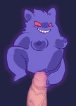 anthro big_penis breasts clitoris duo female genitals humanoid_genitalia humanoid_penis male male/female mostly_offscreen_character nipples non-mammal_nipples penis pokemorph pussy raised_leg leptail nintendo pokemon generation_1_pokemon gengar pokemon_(species)