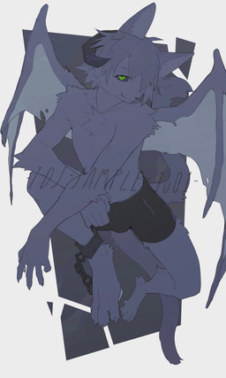 2_tails anthro black_background black_body black_bottomwear black_clothing black_ears black_fur black_pants black_sclera black_tail bottomwear bulge chained_legs clothing eyebrow_through_hair eyebrows fur green_eyes hair horn male messy_hair multi_tail nude_anthro nude_male pants simple_background solo tail translucent translucent_hair white_background wings juo1 changed_(video_game) ids_(user) demon_cat_(ids) demon domestic_cat felid feline felis mammal 3:5 hi_res