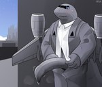 aircraft anthro blush bodily_fluids bottomwear clothing erection foreskin genital_fluids genitals machine male not_furry pants penile penis solo suit vehicle wings ivxair3p aircraft_humanoid living_aircraft living_machine living_vehicle absurd_res hi_res