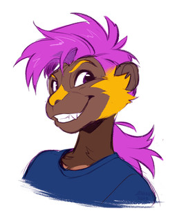 anthro hair purple_eyes purple_hair smile solo teeth jeniak haplorhine mammal monkey primate 2019 digital_media_(artwork) hi_res