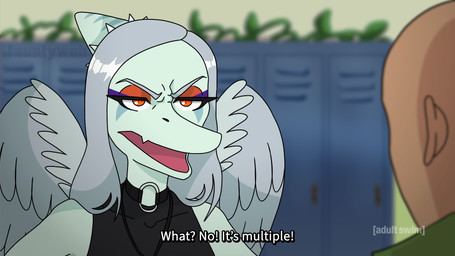 amber_eyes anthro bald detailed_background dialogue duo eyelashes eyeliner feathered_wings feathers female grey_body grey_hair grey_scales hair hallway halter_top inside light-skinned_male light_body light_skin locker long_hair makeup male open_mouth scales snout text wings jauntyweb adult_swim cartoon_network cavemanon_studios goodbye_volcano_high ko_op_(game_developer) snoot_game anon_(snoot_game) fang_(gvh) human mammal prehistoric_species pterosaur reptile scalie 16:9 2024 artist_name digital_drawing_(artwork) digital_media_(artwork) english_text hi_res watermark widescreen