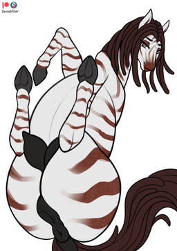animal_genitalia animal_vulva anus brown_lips brown_stripes brown_tail dock_(anatomy) dreadlocks equine_anus equine_genitalia equine_vulva eyelashes female female_feral feral fur genitals hooves lips lying nipples on_back puffy_anus raised_tail seductive simple_background smile striped_body striped_fur stripes tail tail_anus teats vulva white_background white_body white_fur destabilizer equid equine mammal zebra 2024 colored digital_drawing_(artwork) digital_media_(artwork) hi_res