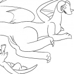 1:1 animal_genitalia anthro black_and_white cloaca dragon duo female feral genitals gnoll horn hyena male mammal membrane_(anatomy) membranous_wings monochrome mythological_creature mythological_scalie mythology presenting presenting_cloaca scalie tail trout_(artist) vertical_cloaca wings