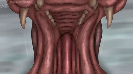 ambiguous_gender bodily_fluids drooling feral first_person_view grey_body grey_skin inside_mouth inside_throat internal looking_at_viewer mouth_shot open_mouth oral_vore outside pink_tongue prey_pov saliva saliva_string sharp_teeth soft_vore solo swallowing teeth throat tongue vore water wet lazy_sunshine common_hippopotamus hippopotamid mammal 16:9 animated hi_res no_sound short_playtime signature video widescreen
