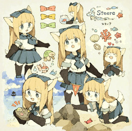 5_fingers accessory anthro beach blonde_hair blue_bow blue_eyes blush bottomwear bow_(feature) bow_accessory bow_ribbon clothed clothing cloud daww female fingers fur green_bow hair hair_accessory hair_bow hair_ribbon kemono kerchief long_hair neckerchief neckwear open_mouth open_smile ribbons sea seaside shell ship simple_background skirt smile solo standing text vehicle water watercraft white_background white_body white_fur yellow_bow young young_anthro maniani0122 steere_(maniani) ambient_arthropod ambient_crab ambient_crustacean ambient_sealife anthozoan aquatic cnidarian coral domestic_cat felid feline felis fish mammal reptile scalie turtle 2019 english_text japanese_text