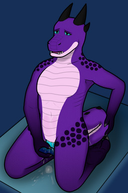 abdominal_bulge abstract_background anal anal_penetration anthro belly_blush blue_eyes blush bodily_fluids body_blush claws dildo dildo_in_slit dildo_insertion dripping genital_fluids horn male penetration precum precum_drip purple_body sex_toy sex_toy_in_slit sex_toy_insertion slit_juice slit_penetration slit_play solo tail tail_fetish tail_in_ass tail_in_own_ass tail_insertion tail_play littlegaydragon mirabilis kobold reptile scalie 2:3 alpha_channel