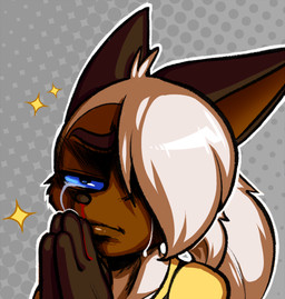 anthro blood blue_eyes blue_sclera bodily_fluids brown_body brown_fur clothing crying dotted_background eyebrows fur hair hair_over_eye hands_together male multicolored_body multicolored_fur nosebleed one_eye_obstructed pattern_background ponytail simple_background solo sparkles tears two_tone_body two_tone_fur white_body white_fur white_hair conditional_dnp teckworks percy_(teckworks) domestic_cat felid feline felis mammal siamese_cat 2020 reaction_image