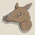 ambiguous_gender brown_body brown_skin feral grey_eyes hairless looking_at_viewer markings side_view solo spots spotted_body spotted_skin jubb equid equine horse mammal 1:1 2018 headshot_portrait portrait signature