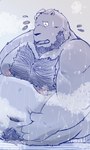anthro beard belly big_belly bodily_fluids eyes_closed facial_hair kemono male moobs navel nipples overweight overweight_male solo steam sweat dain_4201 bear mammal 2025 3:5 hi_res