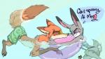 anthro blush breasts clothed clothing featureless_breasts female fur green_eyes male partially_submerged purple_eyes summer swimwear topless water rarewhoroastbeast_(artist) disney zootopia judy_hopps nick_wilde canid canine fox lagomorph leporid mammal rabbit red_fox true_fox 16:9 2018 widescreen