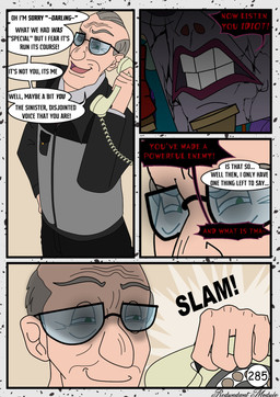 calling_out dialogue elderly_male electronics female green_eyes grey_body grey_hair grey_skin hair holding_object holding_phone human_only male not_furry phone speech_bubble text redundantmodule 101_dalmatian_street 101_dalmatians disney alfred_bright cruella_de_vil human mammal comic english_text hi_res