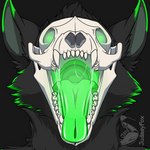 ambiguous_gender anthro black_body black_fur bodily_fluids bone fur looking_at_viewer mouth_shot open_mouth saliva saliva_string sharp_teeth simple_background skull skull_head solo teeth tongue tongue_out judasyfox 1:1 animated digital_media_(artwork) short_playtime