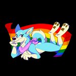 anthro lgbt_pride male pawpads six-stripe_rainbow_pride_colors solo zhibita zhibita_(character) canid canine canis domestic_dog mammal shiba_inu spitz 1:1 2d_animation animated digital_media_(artwork) motion_tweening short_playtime