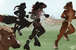 anthro biceps black_body black_hair blonde_hair brown_body brown_hair clothing dark_body female group hair hair_mane happy heart_(marking) legwear long_hair long_mane long_tail looking_at_another male markings muscular muscular_anthro muscular_male muscular_thighs native native_american orange_hair outside race ring_piercing running smile tail tail_hair tail_mane tan_body thigh_highs tribe yellow_eyes lobby.cat cade_(lukka9090) lukka_(lukka9090) sienna_(lukka9090) triip_(lukka9090) equid equine felid feline horse lion mammal pantherine shifter hi_res