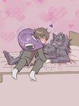 anthro bed bedroom_eyes blush brown_hair duo fluffy fur furniture hair hand_holding heart_symbol living_tail male male/male narrowed_eyes nude on_bed purple_body purple_fur seductive tail unusual_anatomy unusual_tail rorondo4 lifewonders tokyo_afterschool_summoners bathym_(tas) protagonist_(tas) twink_protagonist_(tas) canid canine canis demon human mammal wolf 3:4