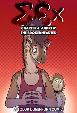 anthro brown_body brown_hair brown_spots clothing cute_fangs duo fangs fingers_together hair long_neck looking_at_another male nervous red_clothing red_shirt red_topwear shirt spots tank_top teeth topwear white_clothing white_shirt white_topwear worried yellow_body t0l0k andrew_(t0l0k) scott_(t0l0k) felid giraffe giraffid lion mammal pantherine comic cover cover_art cover_page hi_res