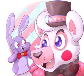 anthro duo machine puppet goddesses-of-i-c-e five_nights_at_freddy's scottgames sister_location funtime_freddy_(fnafsl) puppet_bonnie_(fnafsl) animatronic bear lagomorph mammal robot 2016 digital_media_(artwork)