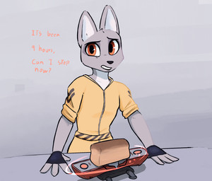 anthro asking asking_viewer bread clothed clothing dialogue female food fully_clothed grey_background looking_at_viewer number question simple_background solo talking_to_viewer text time_period yes-no_question enginetrap team_fortress_2 valve valve_corporation syl_(enginetrap) teleporter_(team_fortress_2) canid canine canis jackal mammal 2022 digital_media_(artwork) english_text hi_res
