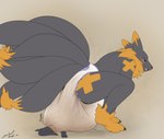 all_fours anthro clean_diaper crush diaper duo feces female feral larger_female larger_feral looking_pleasured macro male male/female messy micro pooping size_difference smaller_anthro smaller_male soiled_diaper soiling soiling_diaper unclean_diaper used_diaper steelshark bandai_namco digimon data_(datahazard64) hazard_(datahazard64) digimon_(species) guilmon kyubimon absurd_res hi_res