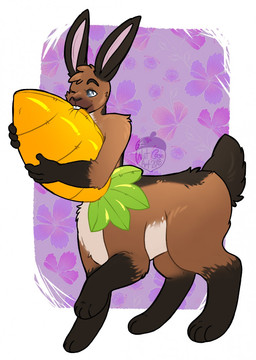 4_legs ambiguous_gender biting_object black_ears black_markings black_nose blue_eyes brown_body brown_fur buckteeth countershade_fur countershade_torso countershading facial_markings fur gloves_(marking) head_markings hug hugging_object hugging_plushie leg_markings logo markings nude nude_ambiguous nude_taur one_eye_closed one_leg_up pink_inner_ear plushie raised_leg snout snout_markings socks_(marking) solo standing teeth text white_body white_countershading year nut-case blackpaw chakat felid felid_taur hybrid lagomorph lagomorph_taur leporid leporid_taur mammal mammal_taur rabbit rabbit_taur taur 2018 artist_logo artist_name colored hi_res shaded herm_(lore)
