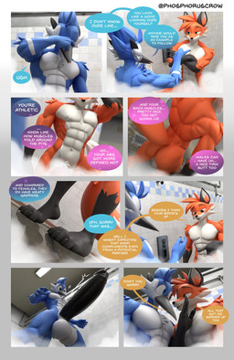 abs anthro athletic athletic_anthro athletic_male back_muscles balls bathing beak biceps big_balls big_penis blue_body bodily_fluids body_worship butt deltoids dialogue duo erection feet fur genitals humanoid_genitalia humanoid_penis male male/male muscular muscular_anthro muscular_male navel obliques orange_body orange_fur orientation_play pecs penis showering showering_together speech_bubble sweat tail text triceps vein veiny_penis white_body phosphoruscrow valorlynz_(modeler) dave_(phosphoruscrow) zack_(phosphoruscrow) avian bird blue_jay canid canine corvid fox jay_(bird) mammal new_world_jay oscine passerine 3d_(artwork) absurd_res comic digital_media_(artwork) english_text hi_res
