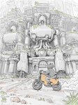 amazing_background anthro biped bottomwear clothing detailed_background hoodie humanoid_hands machine motorcycle outside pants scenery_porn sitting solo topwear vehicle ryo_yambe mammal 2020 3:4 detailed