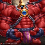 1_eye 3_toes 4_arms abs ambiguous_gender armor big_biceps big_deltoids big_muscles big_pecs black_clothing black_gloves black_handwear blue_eyes bottomwear breastplate breechcloth chain chain_harness claws clothing deltoids feet finger_claws fingerless_gloves flexing flexing_bicep forearm_muscles gloves gold_(metal) gold_helmet handwear harness headgear helmet loincloth male metal multi_arm multi_limb muscular muscular_ambiguous muscular_arms muscular_thighs nails navel nipples not_furry obliques patreon_logo pecs red_body red_skin solo spiked_gloves spikes text toes vein veiny_muscles czarmaze dragon_quest dragon_quest_xi patreon square_enix jerkules cyclops humanoid 1:1 2023 absurd_res hi_res url