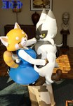 anthro duo female holding_partner looking_at_viewer male male/female portrait_(object) short_stack size_difference smaller_female smile vase s1m0n aggretsuko grand_theft_auto grand_theft_auto_v nintendo pokemon rockstar_games sanrio fan_character retsuko zmon_(character) ailurid floragato generation_9_pokemon mammal pokemon_(species) red_panda 3d_(artwork) bust_portrait digital_media_(artwork) hi_res portrait