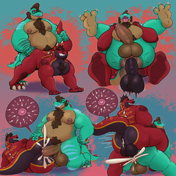 3_toes 5_fingers all_fours anal anal_penetration anthro anthro_on_anthro anthro_penetrated anthro_penetrating anthro_penetrating_anthro anus arm_markings balls belly biceps big_nipples black_toe_claws blue_markings bodily_fluids body_hair brown_balls brown_body brown_hair brown_penis brown_soles butt calf_muscles chest_hair claws cum cum_from_ass cum_in_ass cum_inside cum_splatter doggystyle duo elbow_markings eyebrows eyewear facial_hair feet fingers foot_markings from_behind_position full_nelson full_nelson_(legs_held) genital_fluids genitals glans glasses goatee green_body green_markings green_tail gripping_tail hair hand_markings happy happy_sex heart_symbol impregnation knee_markings leaking leaking_anus leaking_cum leg_markings lying male male/male male_impregnation male_penetrated male_penetrating male_penetrating_male markings moobs mounting multiple_poses multiple_positions musclegut muscular mustache mutual_impregnation navel nipples open_mouth open_smile overweight overweight_anthro overweight_male ovum ovum_with_heart penetration penile penile_penetration penis penis_in_ass pink_anus pink_glans pink_nipples plantigrade pose pregnant pregnant_male puffy_anus red_body red_eyebrows red_spikes scale_markings scales sex shoulder_markings sideburns slightly_chubby slightly_chubby_anthro slightly_chubby_male smile sperm_cell spiked_tail spikes spikes_(anatomy) tail thigh_markings toe_claws toes toony_eyes triceps vein veiny_penis versatile white_toe_claws yellow_eyes yellow_markings denilsexo imperion_drakon trick_rex_(character) dinosaur prehistoric_species reptile saurischian scalie theropod tyrannosaurid tyrannosauroid tyrannosaurus tyrannosaurus_rex 1:1 2026 colored digital_drawing_(artwork) digital_media_(artwork) hi_res