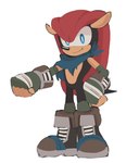 5_fingers anthro bandanna biped black_body black_fur black_nose blue_bandanna blue_eyes blue_kerchief boots clothing fingerless_gloves fingers footwear fur gloves handwear kerchief looking_at_viewer male neckerchief red_shell shell shoes simple_background smile solo standing white_background qkora01 sega sonic_the_hedgehog_(series) mighty_the_armadillo armadillo mammal xenarthran 2023 full-length_portrait hi_res portrait